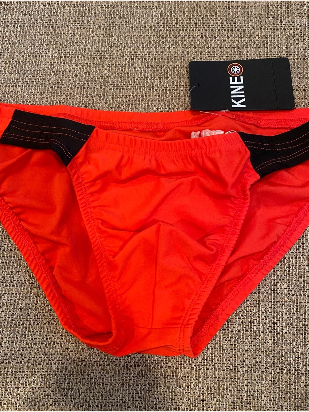 Red Men's Briefs with Black Waistband - Picture 2 of 5